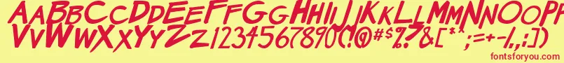 MangaSpeak2BoldItalic Font – Red Fonts on Yellow Background