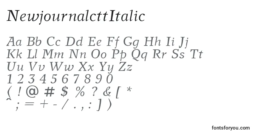 Czcionka NewjournalcttItalic – alfabet, cyfry, specjalne znaki