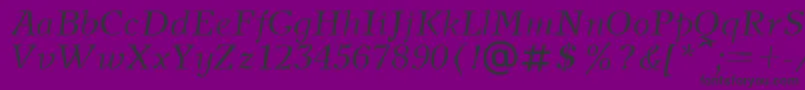 NewjournalcttItalic-fontti – mustat fontit violetilla taustalla