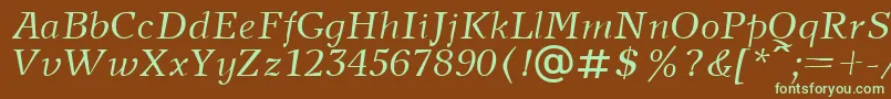 NewjournalcttItalic Font – Green Fonts on Brown Background