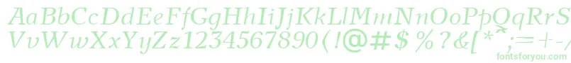 NewjournalcttItalic-fontti – vihreät fontit valkoisella taustalla