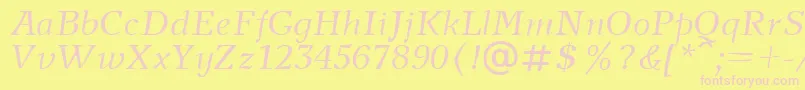 NewjournalcttItalic Font – Pink Fonts on Yellow Background