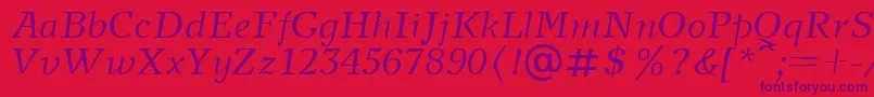 NewjournalcttItalic-fontti – violetit fontit punaisella taustalla