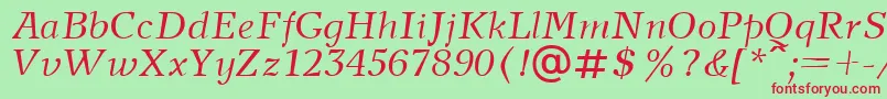 Шрифт NewjournalcttItalic – красные шрифты на зелёном фоне