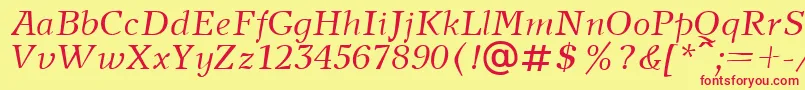 NewjournalcttItalic Font – Red Fonts on Yellow Background