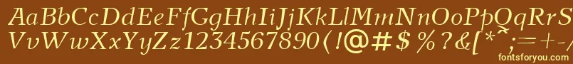 NewjournalcttItalic Font – Yellow Fonts on Brown Background