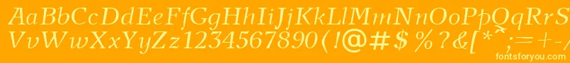 Fonte NewjournalcttItalic – fontes amarelas em um fundo laranja