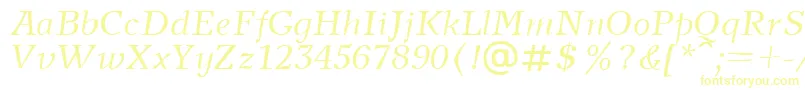 NewjournalcttItalic-Schriftart – Gelbe Schriften auf weißem Hintergrund