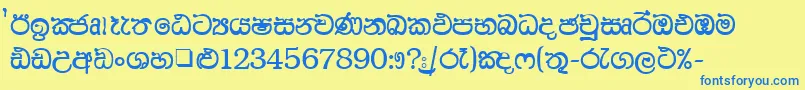 Saiba mais sobre a fonte AaHan1 Fonte AaHan1 – fontes azuis em um fundo amarelo
