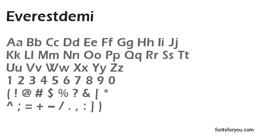 Шрифт Everestdemi – алфавит, цифры, специальные символы