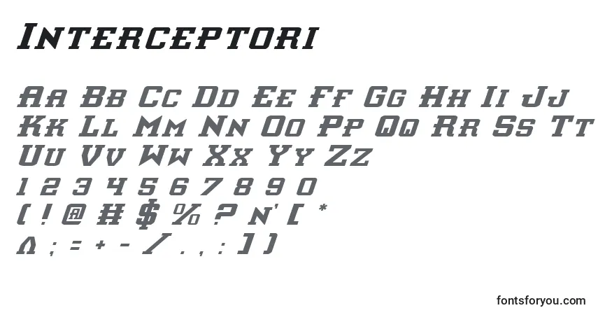 Interceptoriフォント–アルファベット、数字、特殊文字