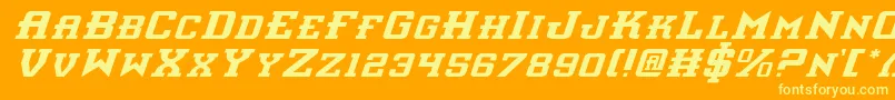 フォントInterceptori – オレンジの背景に黄色の文字