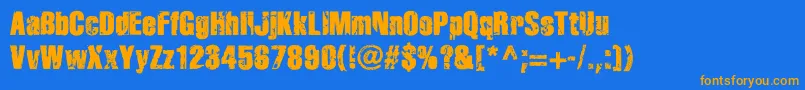 Disinteg Font – Orange Fonts on Blue Background