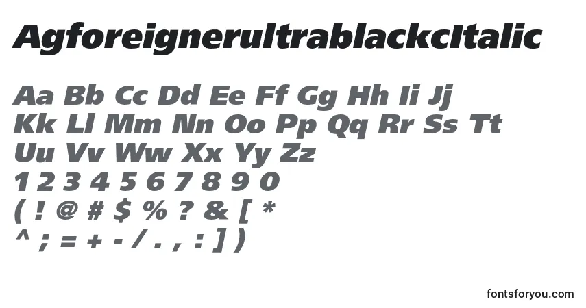A fonte AgforeignerultrablackcItalic – alfabeto, números, caracteres especiais