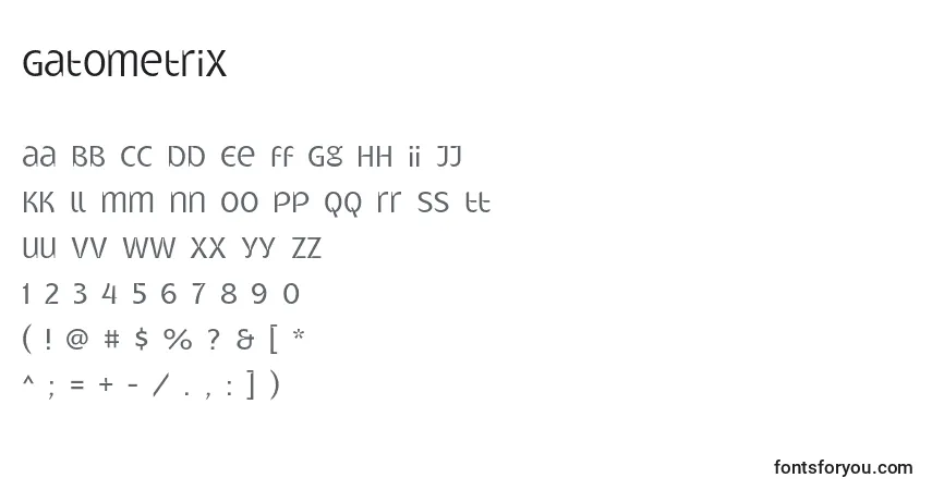 A fonte Gatometrix – alfabeto, números, caracteres especiais