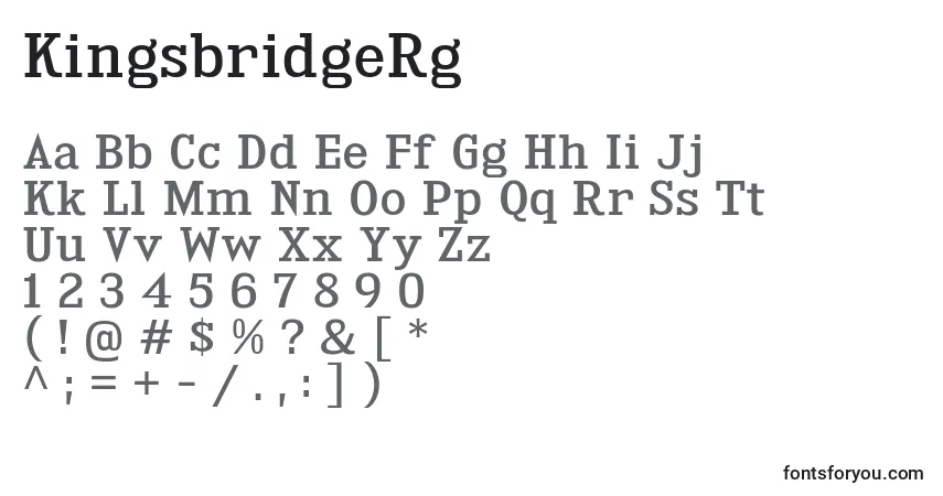 A fonte KingsbridgeRg – alfabeto, números, caracteres especiais
