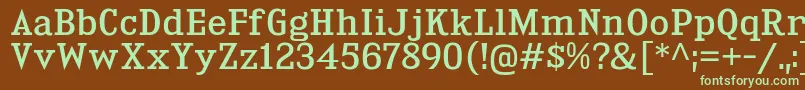 KingsbridgeRg-fontti – vihreät fontit ruskealla taustalla