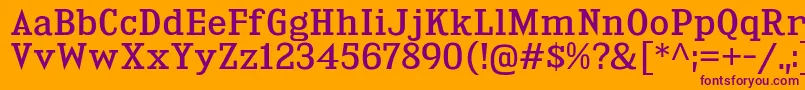 KingsbridgeRg-fontti – violetit fontit oranssilla taustalla