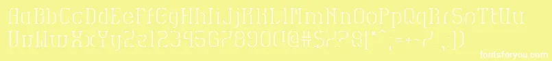 HvdSpencilsReg-Schriftart – Weiße Schriften auf gelbem Hintergrund