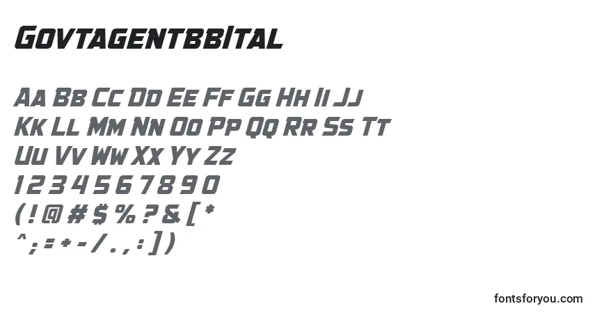 A fonte GovtagentbbItal – alfabeto, números, caracteres especiais