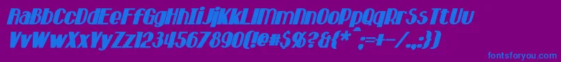 フォントHastingsBoldItalic – 紫色の背景に青い文字