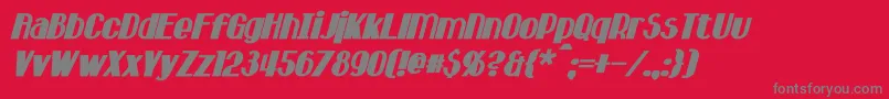HastingsBoldItalic-fontti – harmaat kirjasimet punaisella taustalla