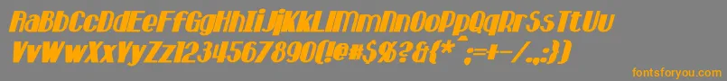 フォントHastingsBoldItalic – オレンジの文字は灰色の背景にあります。