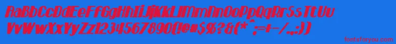 HastingsBoldItalic-fontti – punaiset fontit sinisellä taustalla