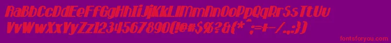 フォントHastingsBoldItalic – 紫の背景に赤い文字