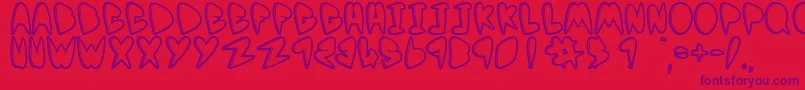 YoMama-Schriftart – Violette Schriften auf rotem Hintergrund