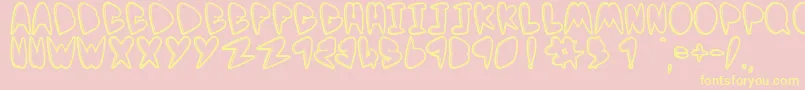Fonte YoMama – fontes amarelas em um fundo rosa