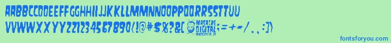 Fonte MasacreDigital – fontes azuis em um fundo verde