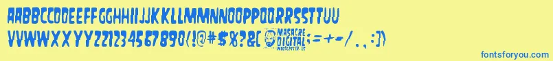 Fonte MasacreDigital – fontes azuis em um fundo amarelo