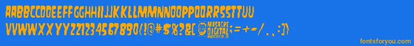 MasacreDigital-Schriftart – Orangefarbene Schriften auf blauem Hintergrund