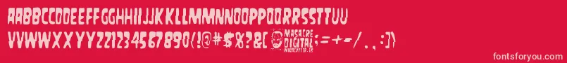 Fonte MasacreDigital – fontes rosa em um fundo vermelho