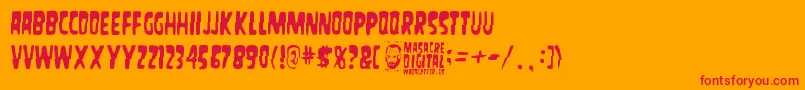 Fonte MasacreDigital – fontes vermelhas em um fundo laranja