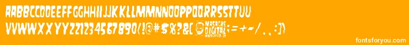 MasacreDigital-fontti – valkoiset fontit oranssilla taustalla