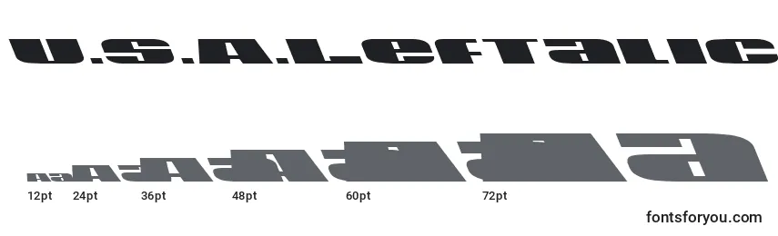 U.S.A.Leftalic Font Sizes