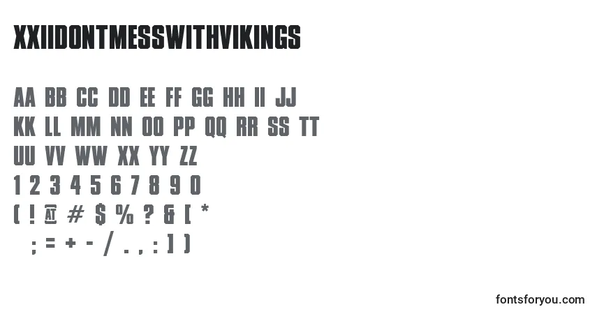 A fonte XxiiDontMessWithVikings – alfabeto, números, caracteres especiais