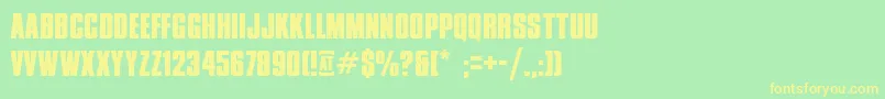 フォントXxiiDontMessWithVikings – 黄色の文字が緑の背景にあります