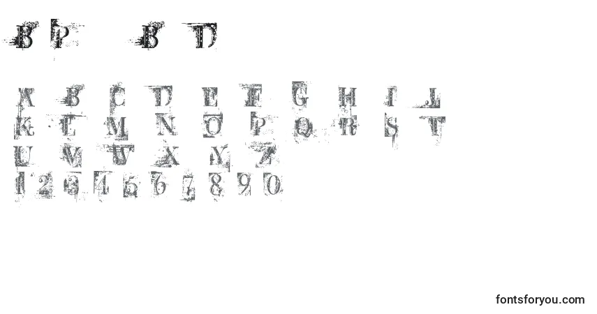 Шрифт BbPetieBoyDestroyed – алфавит, цифры, специальные символы