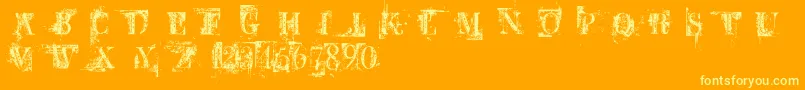 BbPetieBoyDestroyed-Schriftart – Gelbe Schriften auf orangefarbenem Hintergrund