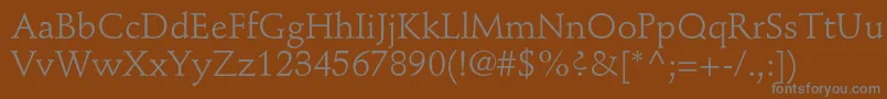 StempelschneidlerstdRoman-Schriftart – Graue Schriften auf braunem Hintergrund