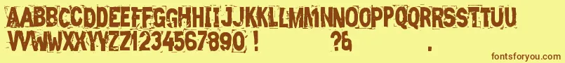 Fonte ZeroZeroIs – fontes marrons em um fundo amarelo
