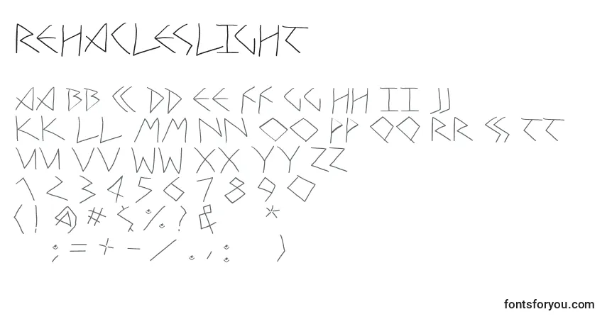 Schriftart RehaclesLight – Alphabet, Zahlen, spezielle Symbole