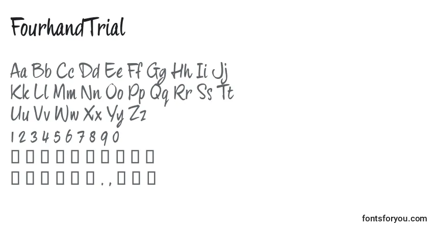 A fonte FourhandTrial – alfabeto, números, caracteres especiais