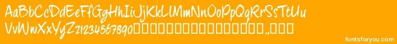 FourhandTrial-Schriftart – Weiße Schriften auf orangefarbenem Hintergrund
