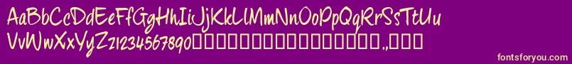 FourhandTrial Font – Yellow Fonts on Purple Background