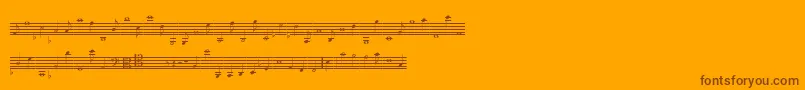 LassusMedium-Schriftart – Braune Schriften auf orangefarbenem Hintergrund