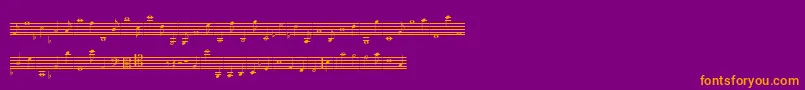 LassusMedium-Schriftart – Orangefarbene Schriften auf violettem Hintergrund